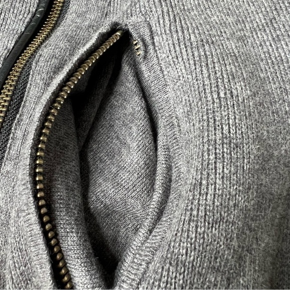 ANN TAYLOR Full Zip Buckle Collar Grey Wool Knit Moto Sweater Size S - Picture 9 of 16